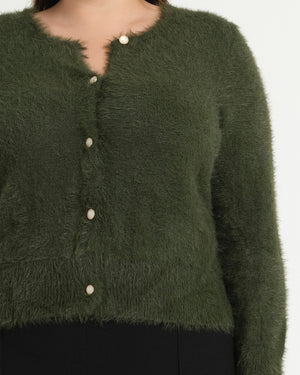 Camille Crew Cardi - Olive - Estelle Clothing
