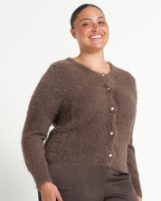 Camille Crew Cardi - Mocha - Estelle Clothing
