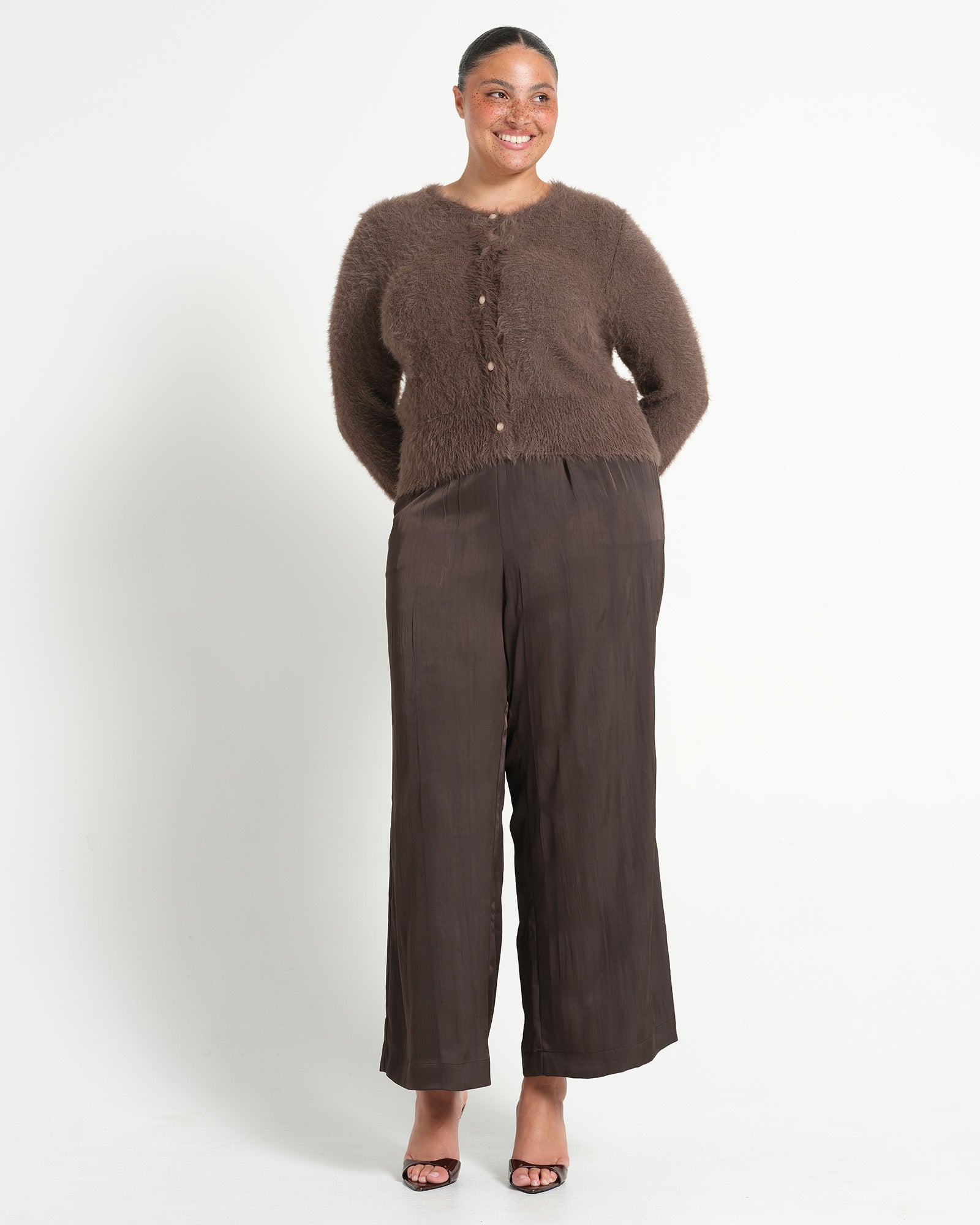 Camille Crew Cardi - Mocha - Estelle Clothing
