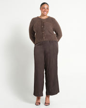 Camille Crew Cardi - Mocha - Estelle Clothing
