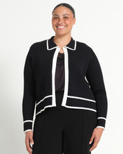 Gracie Contrast Cardi - Black/White - Estelle Clothing
