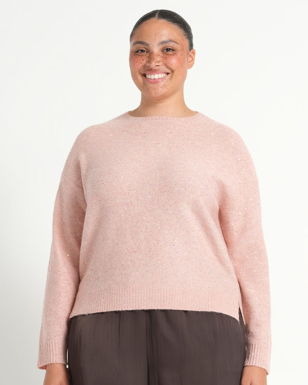 Night Crew Sparkle Knit - Blush Pink - Estelle Clothing
