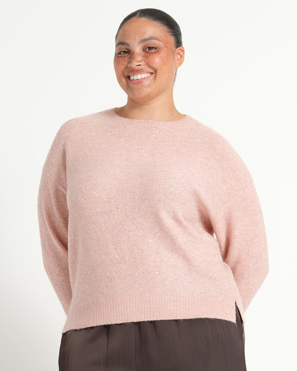 Night Crew Sparkle Knit - Blush Pink - Estelle Clothing
