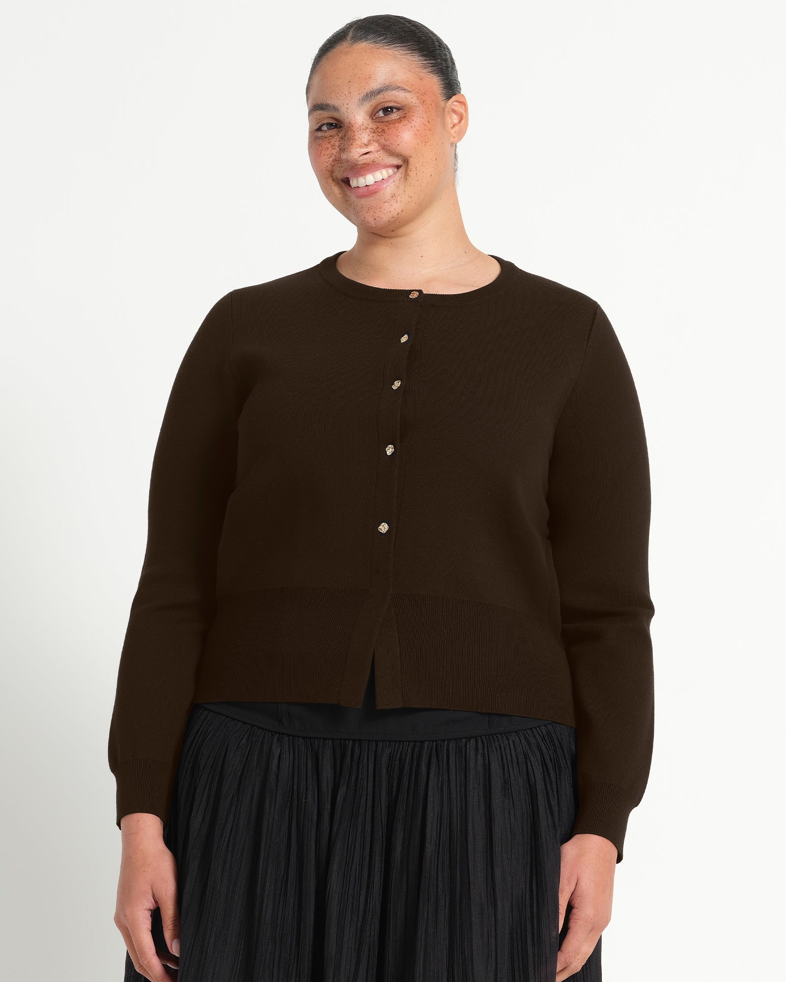 Jasmine Cardi - Choc - Estelle Clothing
