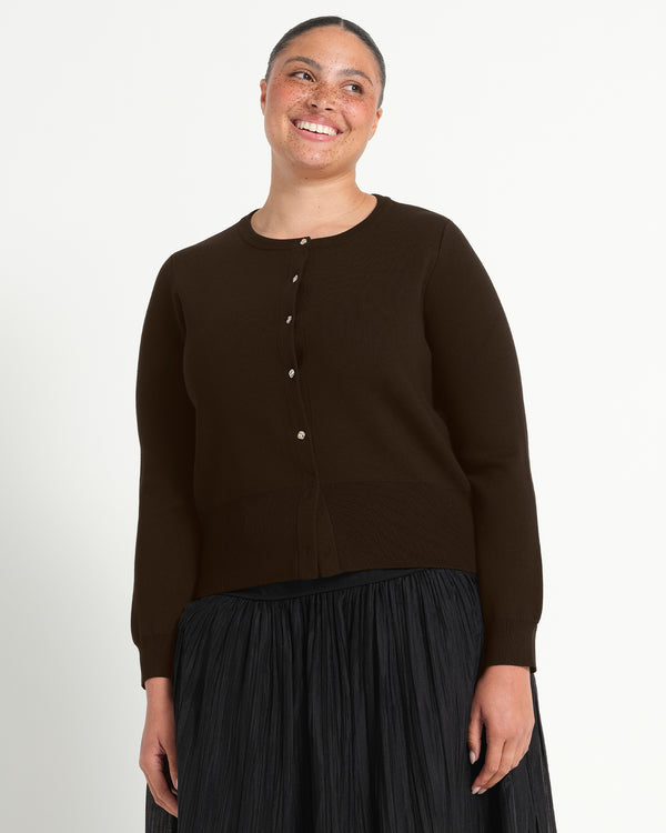 Jasmine Cardi - Choc - Estelle Clothing
