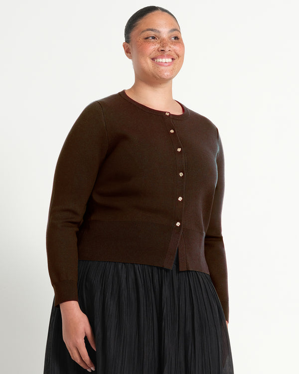 Jasmine Cardi - Choc - Estelle Clothing
