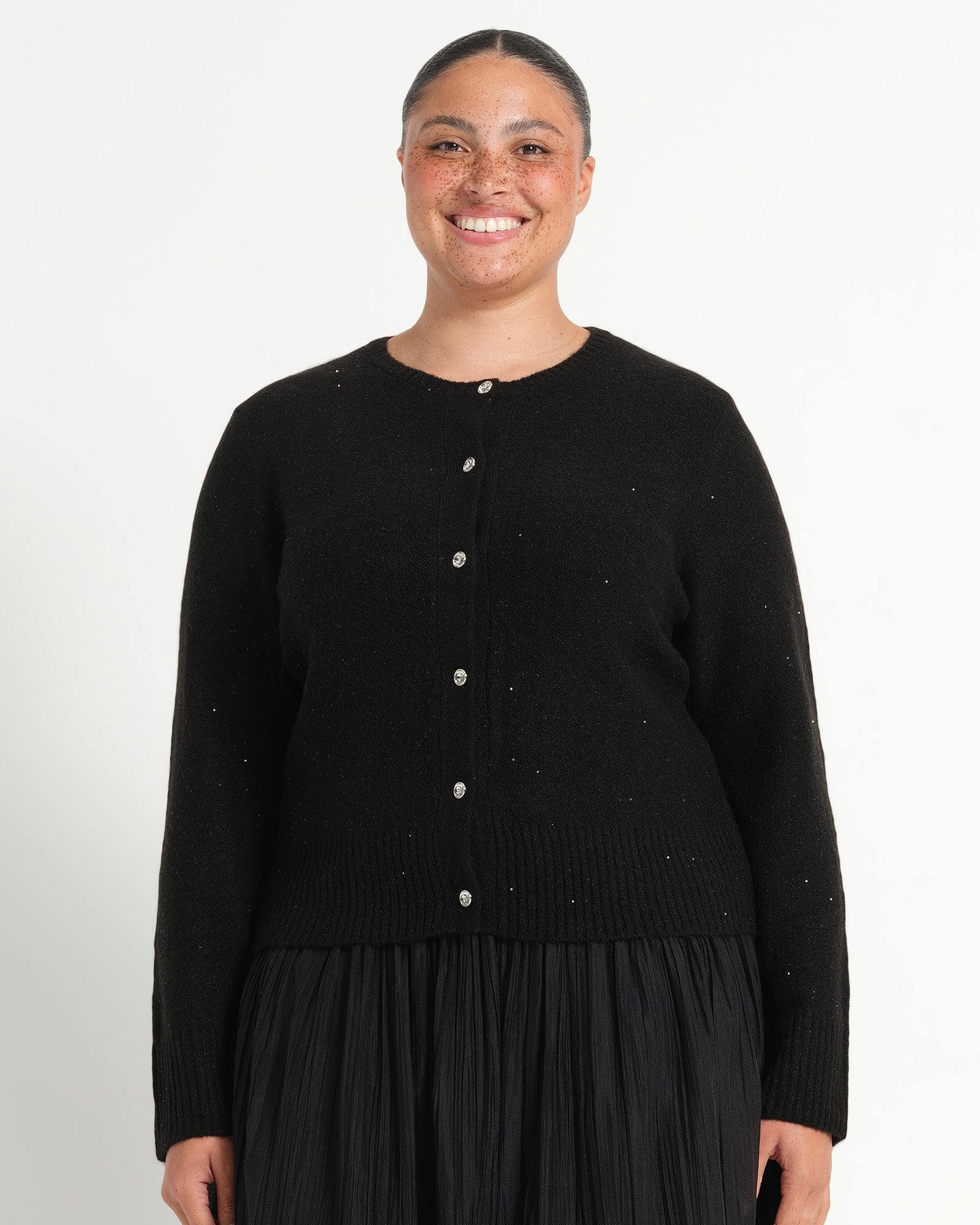 Night Cardi Sparkle Knit - Black - Estelle Clothing
