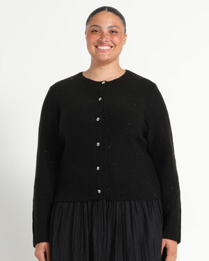Night Cardi Sparkle Knit - Black - Estelle Clothing
