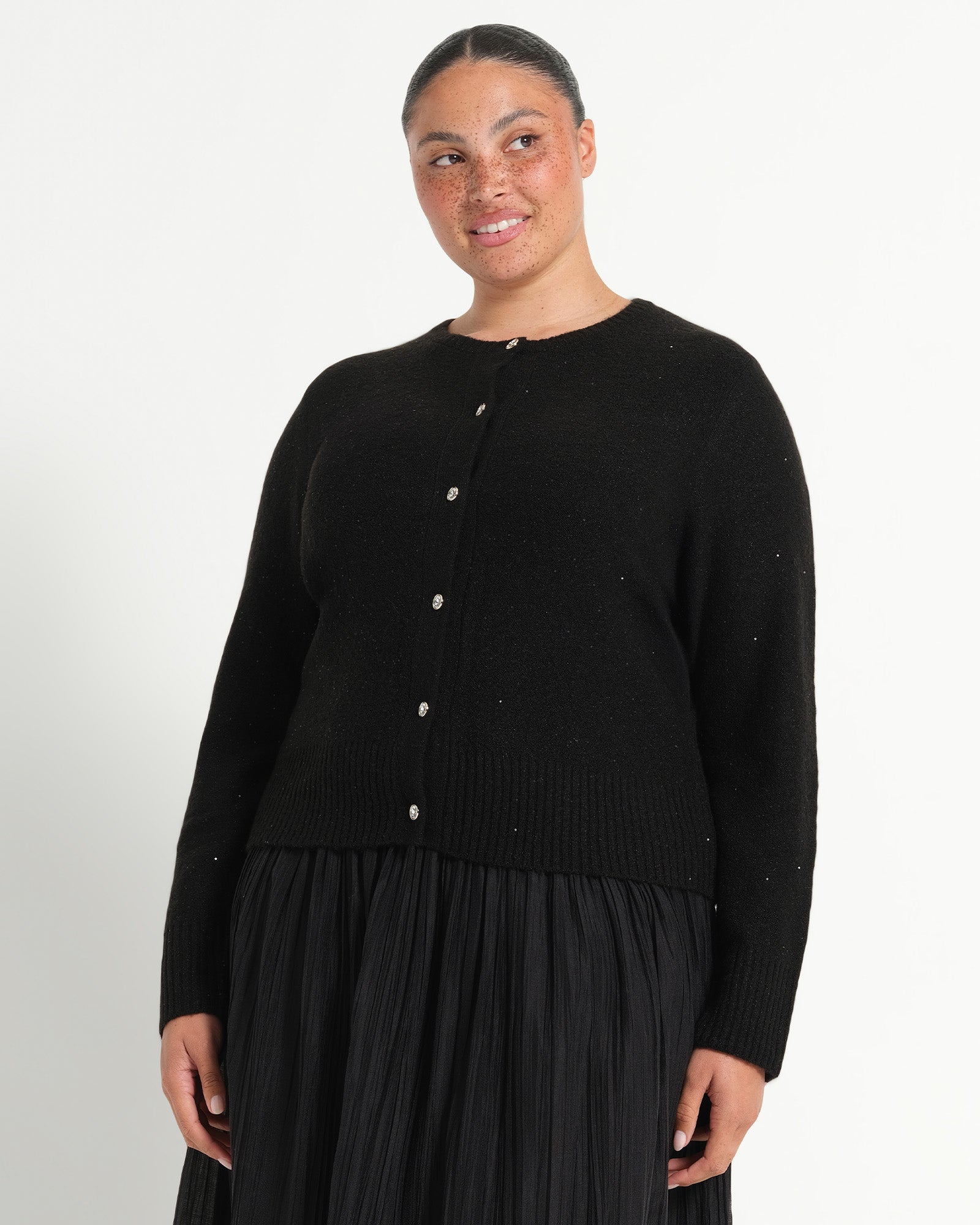 Night Cardi Sparkle Knit - Black - Estelle Clothing
