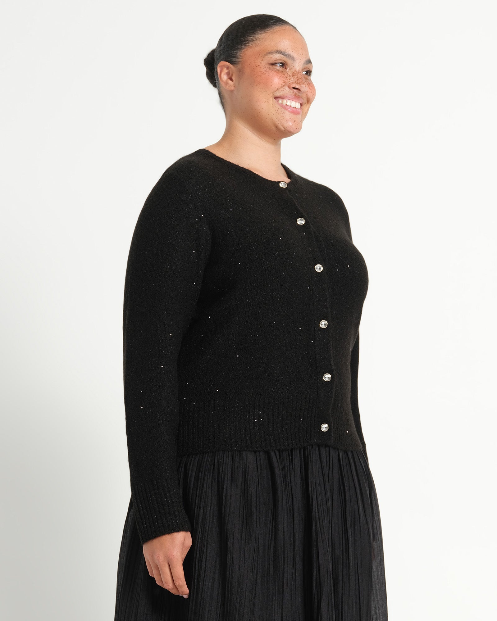 Night Cardi Sparkle Knit - Black - Estelle Clothing
