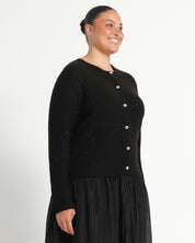 Night Cardi Sparkle Knit - Black - Estelle Clothing
