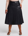 Plus Size PU Midi Skirt Black - Estelle US