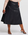 Plus Size PU Midi Skirt Black - Estelle US