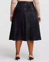 Plus Size PU Midi Skirt Black - Estelle US