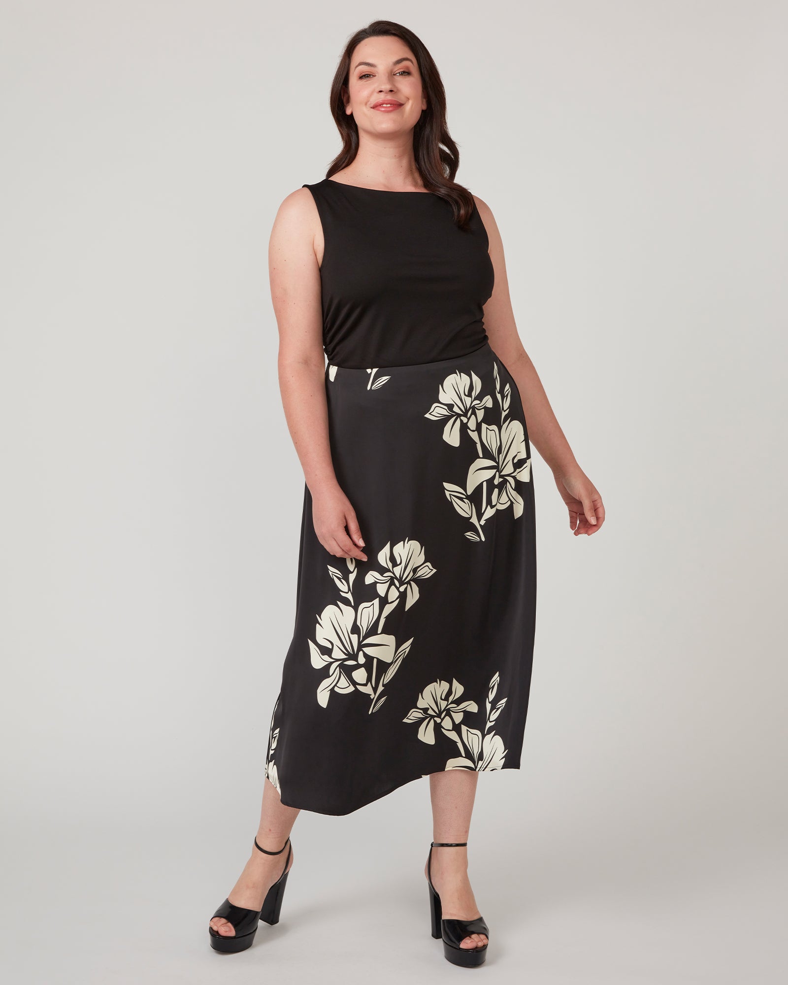 Morocco Blooms Skirt - Black & Cream - Estelle Clothing