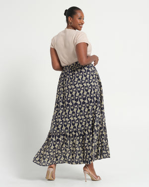 Sea Lily Skirt - Navy/Fern - Estelle Clothing