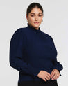 Zinnia Shirred Top - Navy - Estelle Clothing