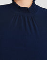 Zinnia Shirred Top - Navy - Estelle Clothing