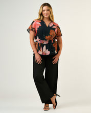 Elena Top - Navy/Peony - Estelle Clothing