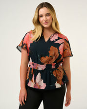 Elena Top - Navy/Peony - Estelle Clothing