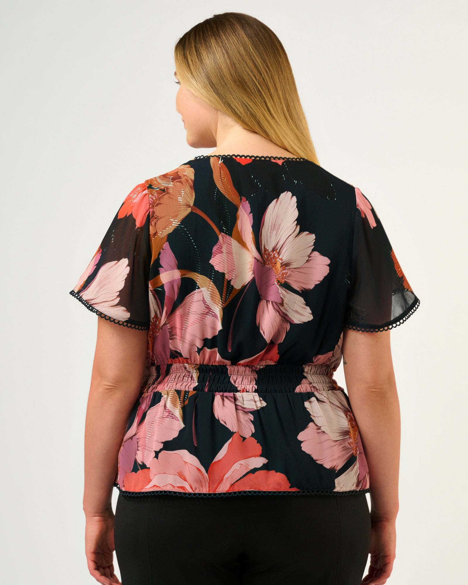 Elena Top - Navy/Peony - Estelle Clothing