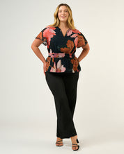 Elena Top - Navy/Peony - Estelle Clothing