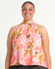 LUCIANA TOP - SEPIA FLORALS - Estelle Clothing