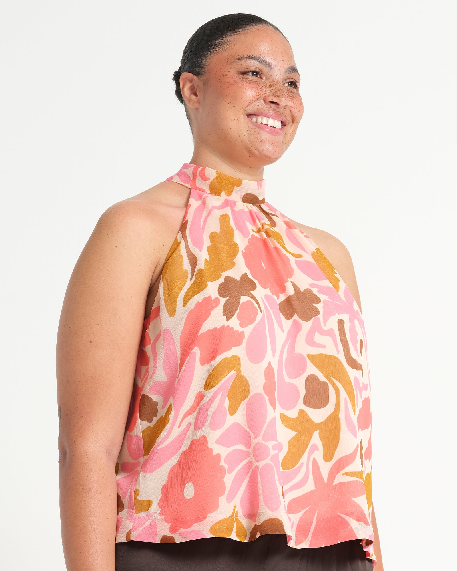 LUCIANA TOP - SEPIA FLORALS - Estelle Clothing