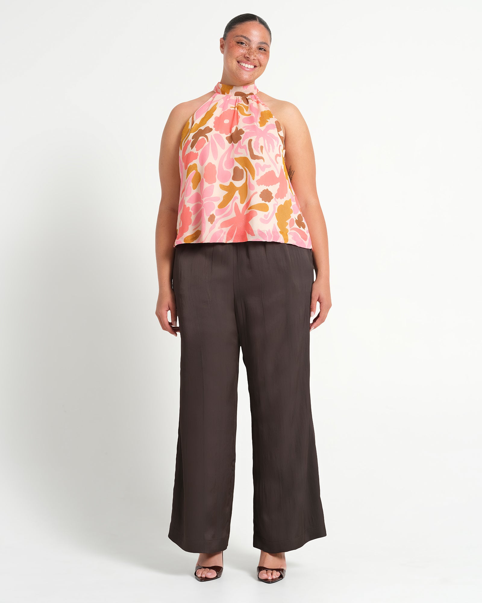LUCIANA TOP - SEPIA FLORALS - Estelle Clothing