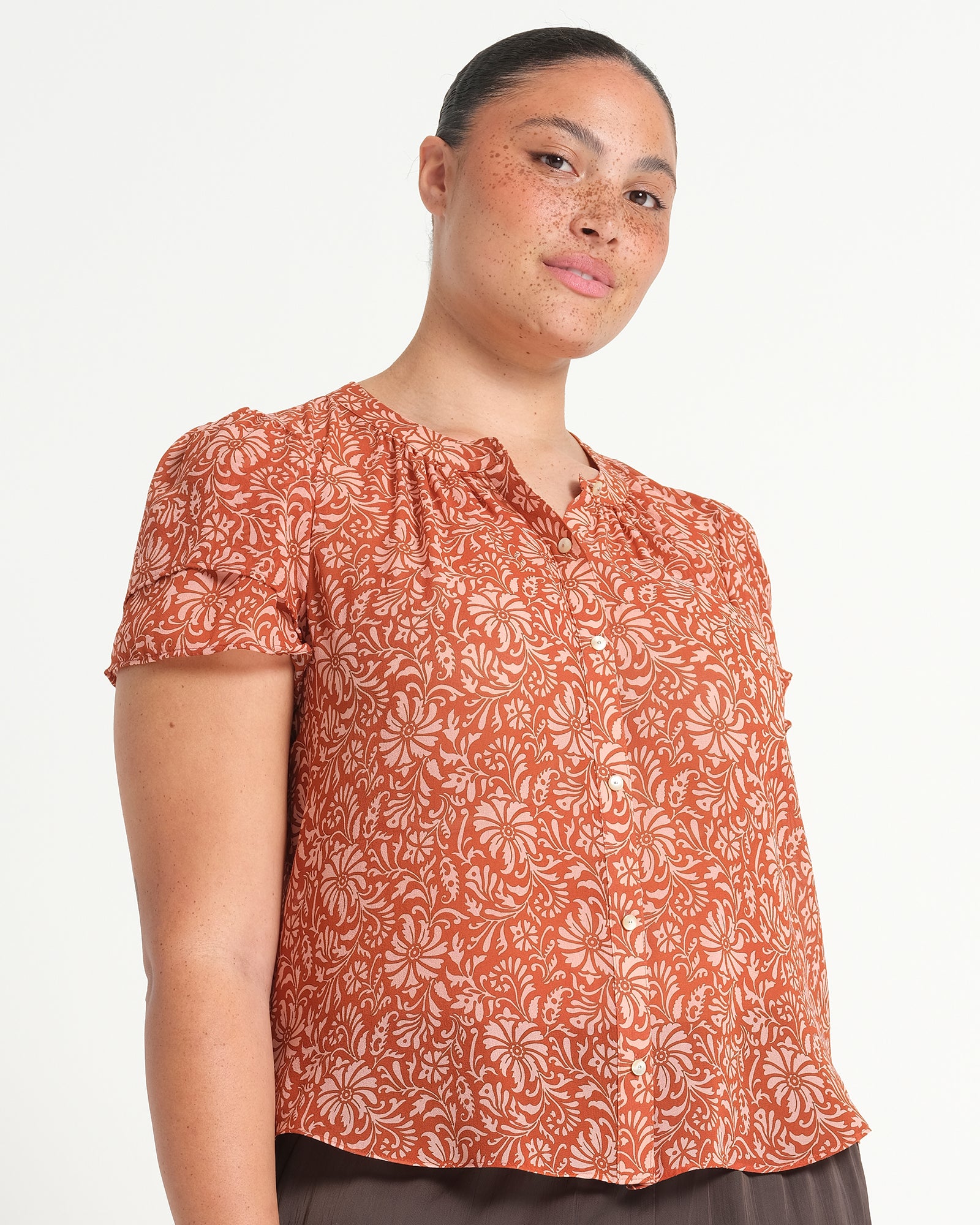 BELLAVIE TOP - ROSEWOOD - Estelle Clothing
