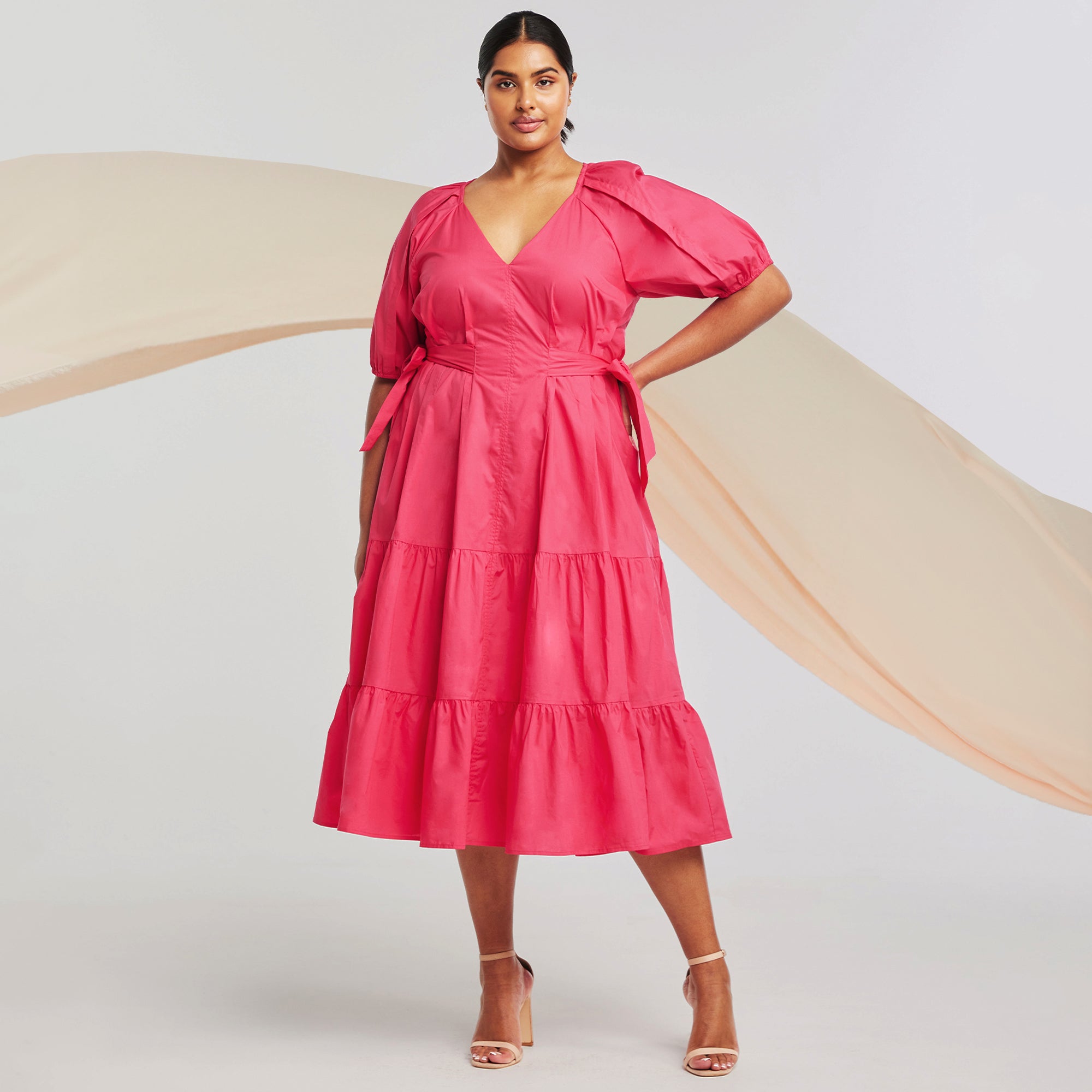 Marissa Pink Bow Midi Dress