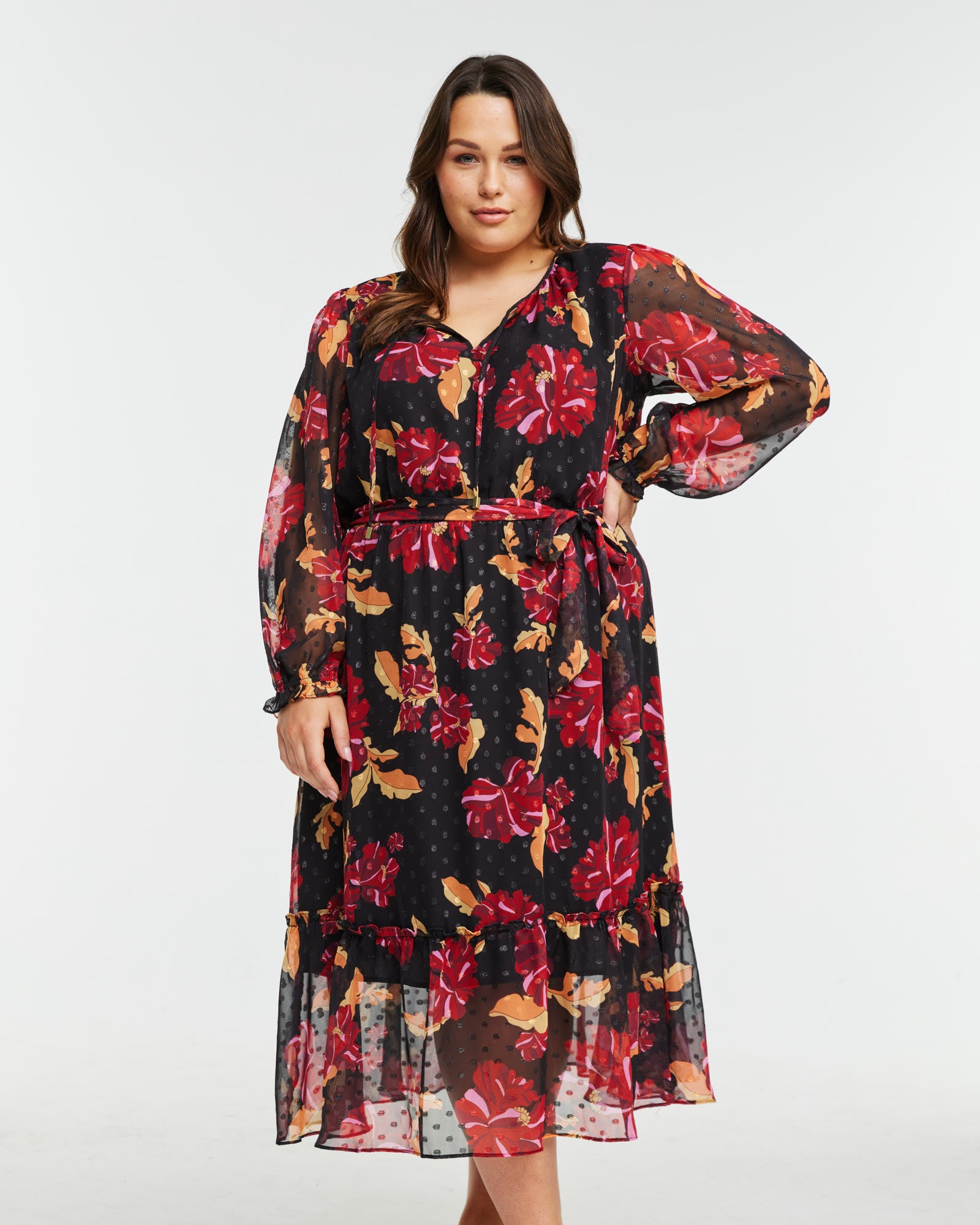 Midnight Petal Dress - Print - Estelle Clothing 