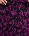 Elegant Boysenberry Bloom Black Pink Floral Midi Dress at lulus com.