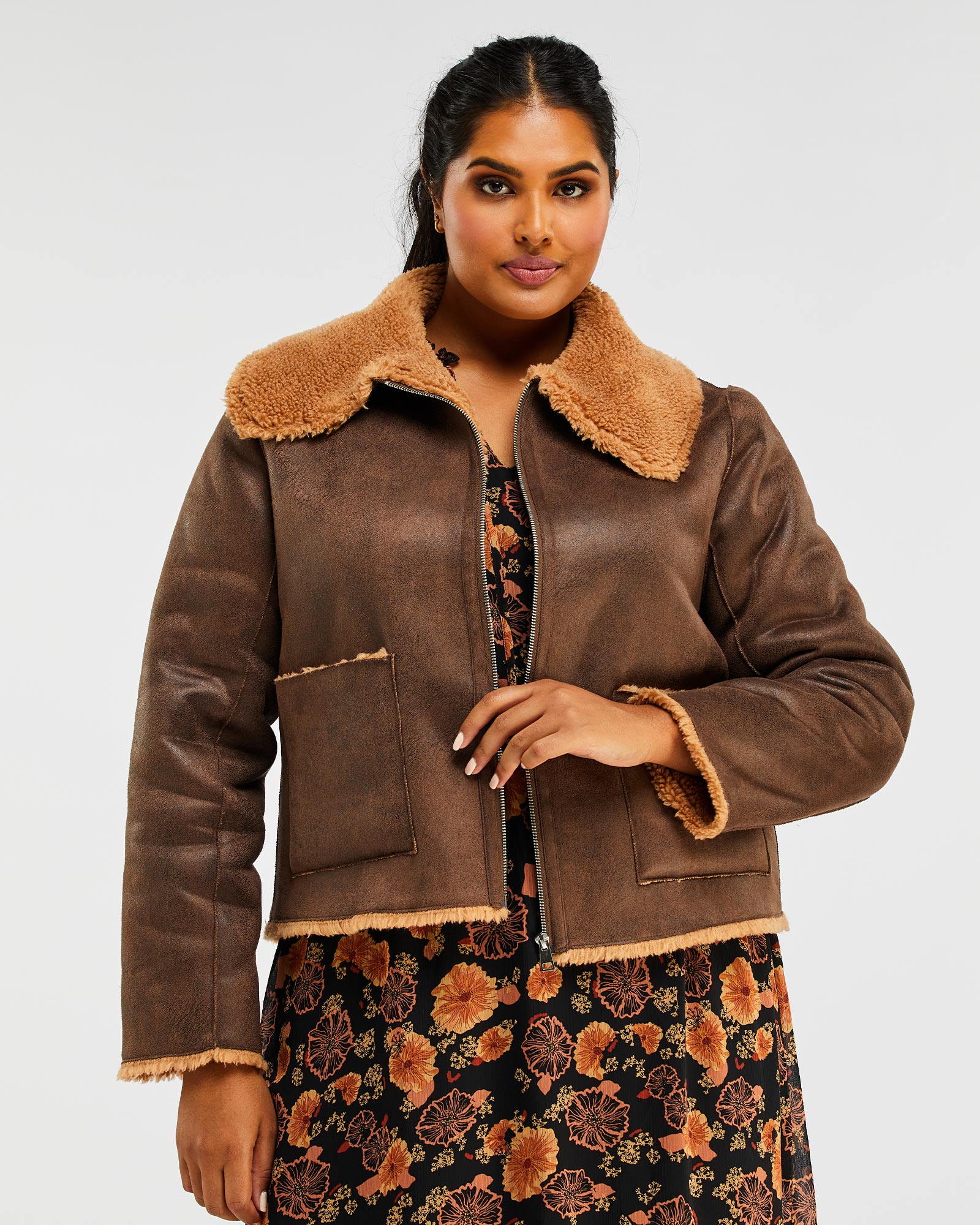 Womens Lenny Jacket in Chocolate & Tan by Estelle Clothing