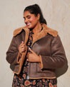 Womens Lenny Jacket in Chocolate & Tan by Estelle Clothing