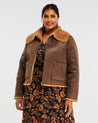 Womens Lenny Jacket in Chocolate & Tan by Estelle Clothing