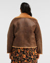 Back of Womens Lenny Jacket in Chocolate & Tan by Estelle Clothing