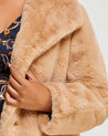 Close up Womens Matterhorn Coat in Camel by Estelle