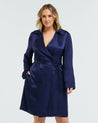 Samantha Satin Trench - Ink - Estelle