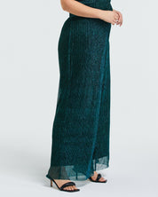 Side of Womens blue shimmery Camille-Lurex-Pant Estelle clothing