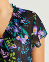 Close up of Womens purple floral Brooklyn Botanic Top - Print - Estelle